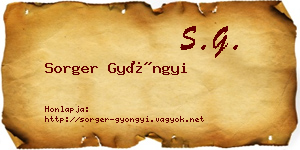 Sorger Gyöngyi névjegykártya